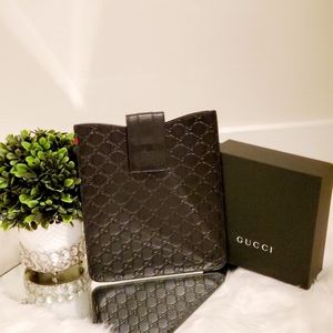 Gucci Fiat 500 iPad Case GG Logo Sherry Black Leather Size W23.5 x H27cm  w/Box